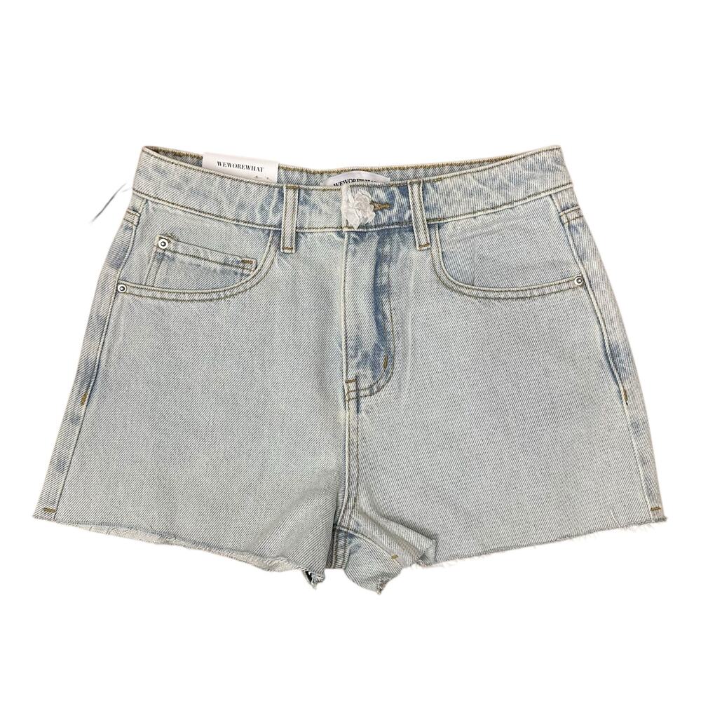 WEWOREWHAT Sz 25 Super Light Denim High Rise Short Raw Hem Summer Beach Festival